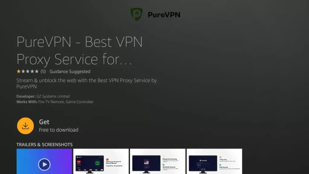 PureVPN on Firestick